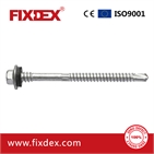 Flang Hex Head Self Drilling Screw with rubber washer, white zinc plated